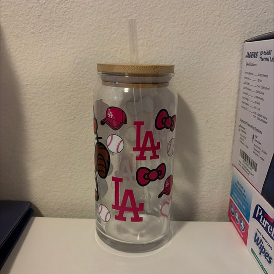 Hello kitty Dodger LA 20oz Glass Cup