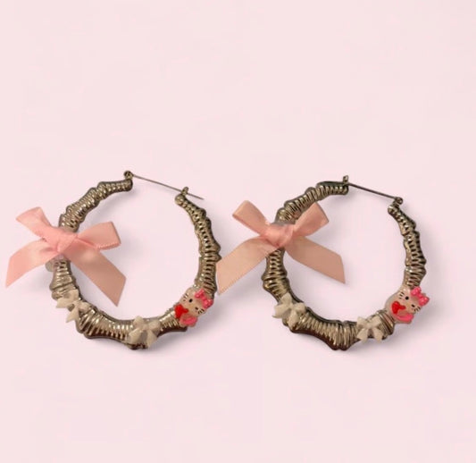 Bamboo Hello kitty earrings