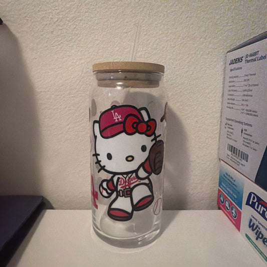 Hello kitty Dodger LA 20oz Glass Cup